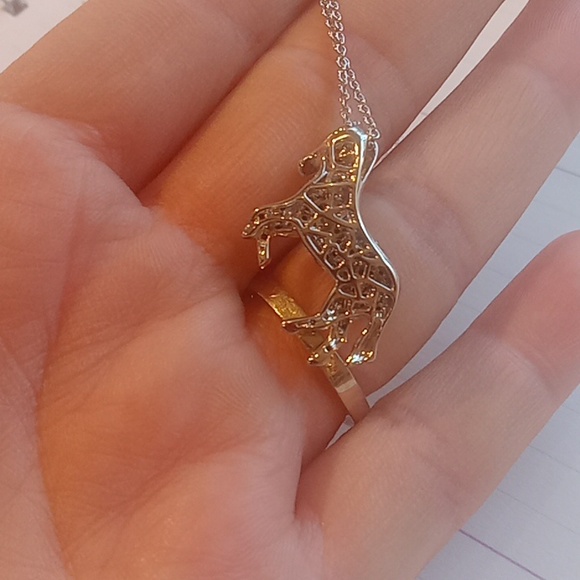 14k gold diamond effy zebra necklace - Picture 2 of 3